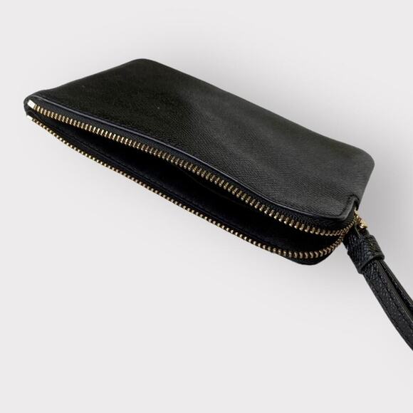 Coach Leather Crossgrain Corner Zip Wristlet Black - Picture 5 of 8